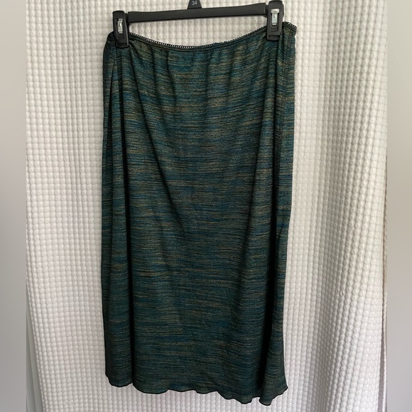 KATHY LANDAU KL CONCEPTS midi green, blue, gold and black skirt. Size L. - Picture 2 of 2